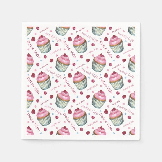 Waterverf cupcakes servetten (Voorkant)
