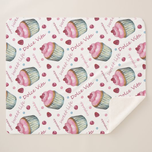 Waterverf cupcakes sherpa deken (Voorkant (horizontaal))