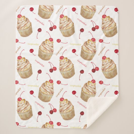 Waterverf cupcakes sherpa deken (Voorkant)