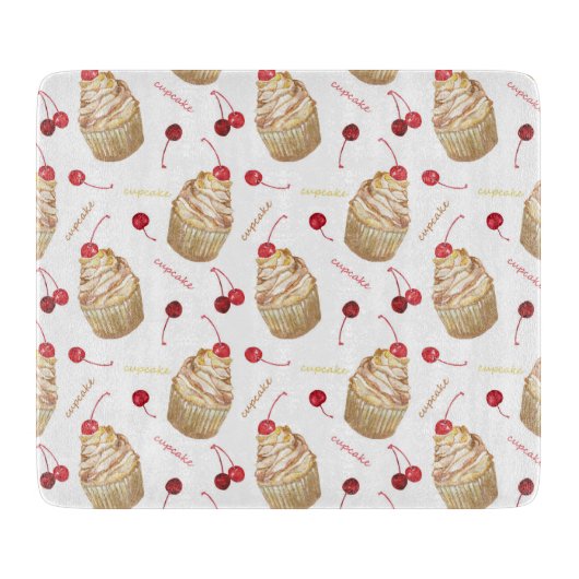 Waterverf cupcakes snijplank (Voorkant)