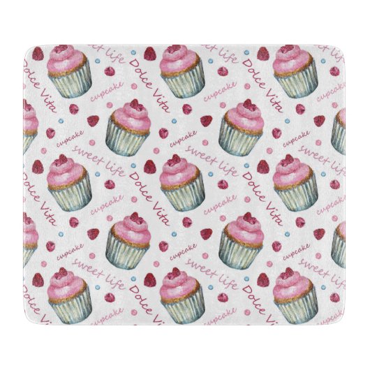 Waterverf cupcakes snijplank (Voorkant)