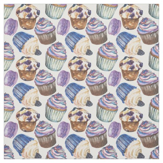 Waterverf cupcakes stof (Swatch)