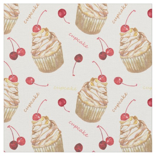 Waterverf cupcakes stof (Close Up)