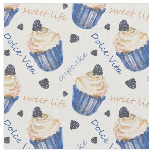 Waterverf cupcakes stof (Close Up)