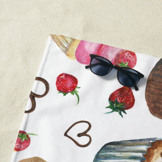 Waterverf cupcakes strandlaken (In situ)