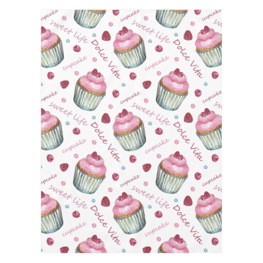 Waterverf cupcakes tafelkleed (Voorkant)