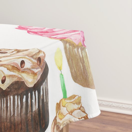 Waterverf cupcakes tafelkleed (Voorbeeld)