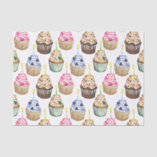 Waterverf cupcakes tissuepapier