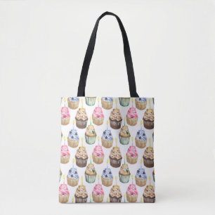 Waterverf cupcakes tote bag