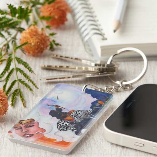 Waterverf cupid ringkat Moeder Goddess droom A Sleutelhanger (Voorkant Rechts)