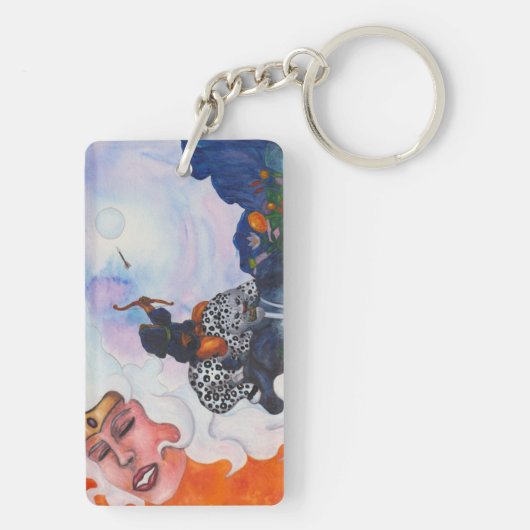 Waterverf cupid ringkat Moeder Goddess droom A Sleutelhanger (achterkant)