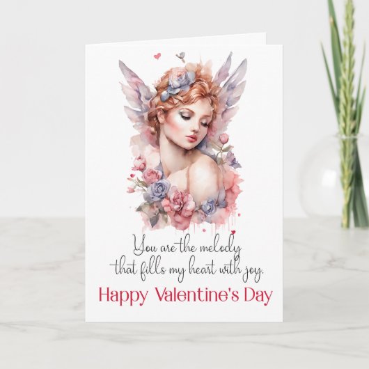 Waterverf Cupido Happy Valentijnsdag Kaart (Voorkant)