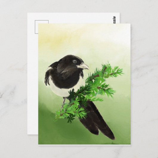 Waterverf curieuze Magpie Garden Bird Wildife Art Briefkaart (Voorkant / Achterkant)