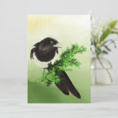 Waterverf curieuze Magpie Garden Bird Wildife Art Kaart (Staand voorkant)