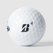 Waterverf Custom Blauwe Winkelwagen Monogram Naam Golfballen (Logo)