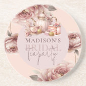 Waterverf Custom Bruids High Tea Shower Zandsteen Onderzetter (Voorkant)