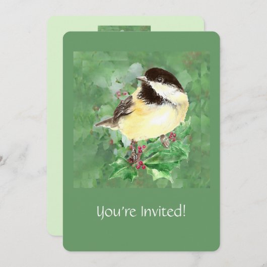 Waterverf Custom Chickadee Vogel Wildlife art Kaart (Voorkant / Achterkant)