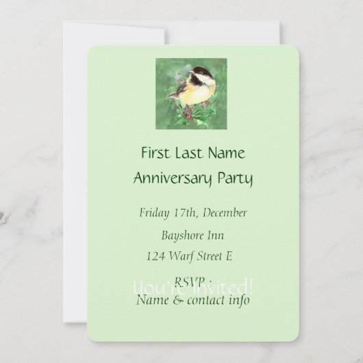 Waterverf Custom Chickadee Vogel Wildlife art Kaart (Achterkant)