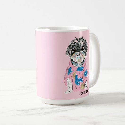 WATERVERF CUSTOM DOG SHIHTZU VOEG UW EIGEN KOFFIEMOK (Voorkant rechts)