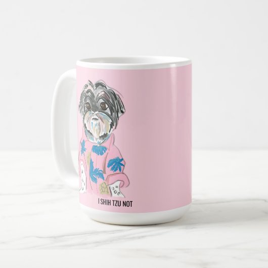 WATERVERF CUSTOM DOG SHIHTZU VOEG UW EIGEN KOFFIEMOK (Voorkant links)