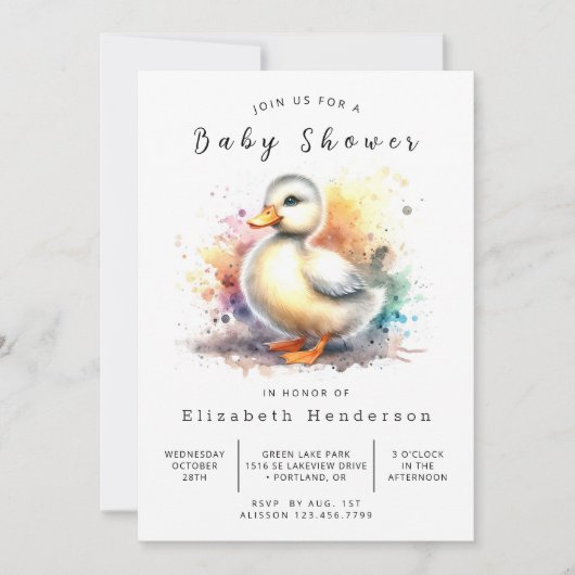 Waterverf Custom Duck Baby shower Kaart (Voorkant)
