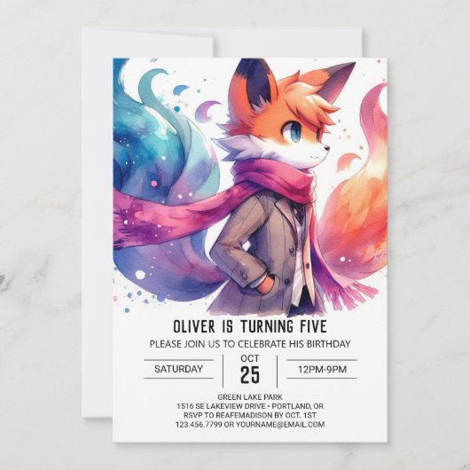 Waterverf Custom Fox Verjaardag Kaart (Voorkant)