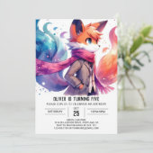 Waterverf Custom Fox Verjaardag Kaart (Staand voorkant)
