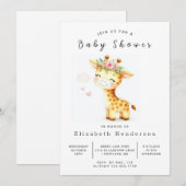Waterverf Custom Giraffe Baby shower Kaart (Voorkant / Achterkant)