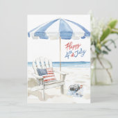 Waterverf Custom Happy 4th of July Beach Scene Feestdagenkaart (Staand voorkant)