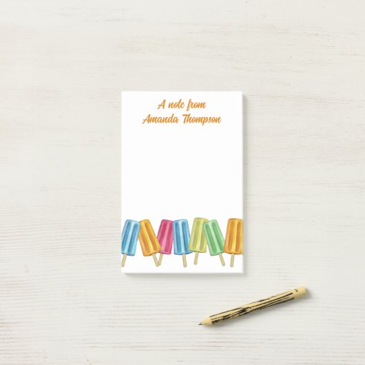 Waterverf Custom Kleurrijke Schattigee Popsicles Post-it® Notes (Op bureau)