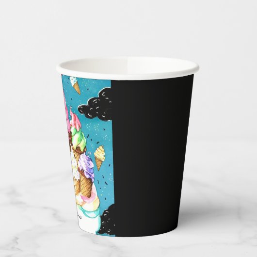 Waterverf Custom Magic Ice Cream Verjaardag Papieren Bekers (Links)