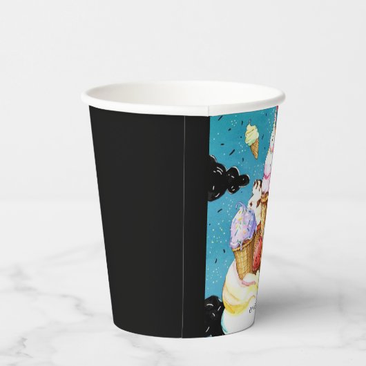Waterverf Custom Magic Ice Cream Verjaardag Papieren Bekers (Rechts)