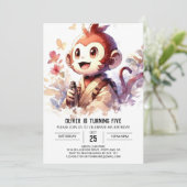 Waterverf Custom Monkey Birthday Kaart (Staand voorkant)