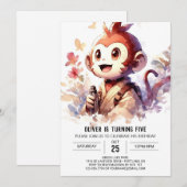Waterverf Custom Monkey Birthday Kaart (Voorkant / Achterkant)