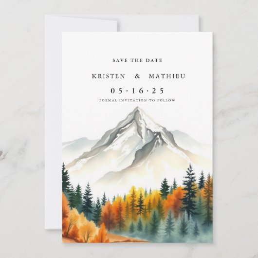 Waterverf Custom Mountain Save The Date (Voorkant)