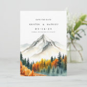 Waterverf Custom Mountain Save The Date (Staand voorkant)