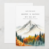 Waterverf Custom Mountain Save The Date (Voorkant / Achterkant)