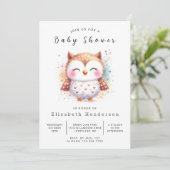 Waterverf Custom Owl Baby shower Kaart (Staand voorkant)