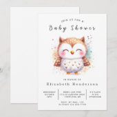 Waterverf Custom Owl Baby shower Kaart (Voorkant / Achterkant)