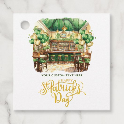 Waterverf Custom St. Patrick's Day Pub Bedankjes Labels (Voorkant)