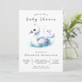 Waterverf Custom Swan Baby shower Kaart (Staand voorkant)