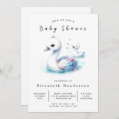 Waterverf Custom Swan Baby shower Kaart (Voorkant / Achterkant)