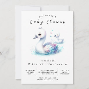 Waterverf Custom Swan Baby shower Kaart