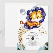Waterverf Custom Tiger Verjaardag Kaart (Voorkant / Achterkant)