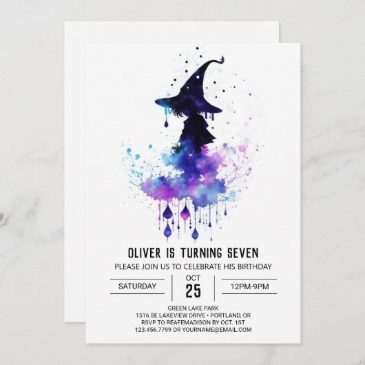 Waterverf Custom Wizard Verjaardag Kaart (Voorkant / Achterkant)