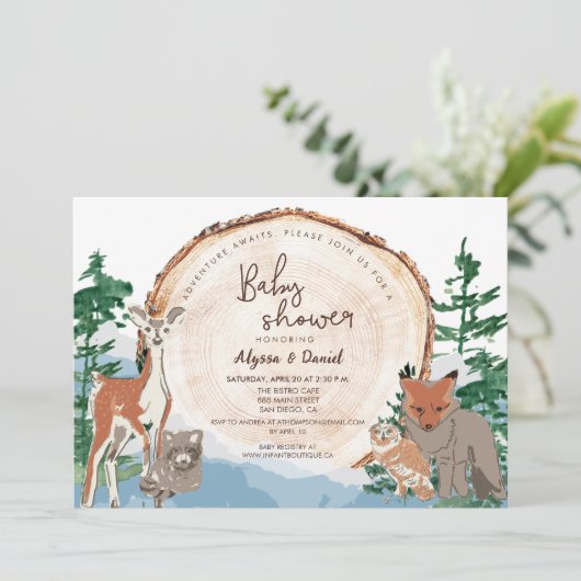 Waterverf Custom Woodland Baby shower Kaart (Staand voorkant)