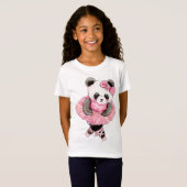 Waterverf Cute Animal Panda Ballerina T-shirt (Voorkant volledig)
