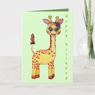 Waterverf Cute Baby Giraffe Kaart