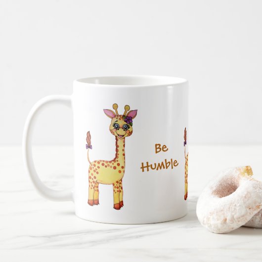 Waterverf Cute Baby Giraffe Koffiemok (Met donut)