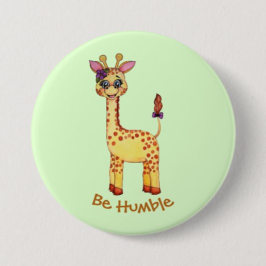 Waterverf Cute Baby Giraffe Ronde Button 7,6 Cm (Voorkant)